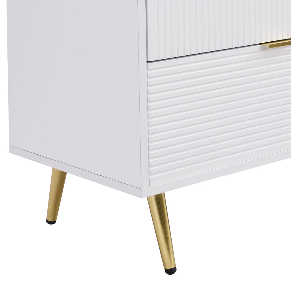 Sideboard con 3 cassetti; 2 porte e ripiani interni in MDF bianco e oro 120x38x80;5 cm