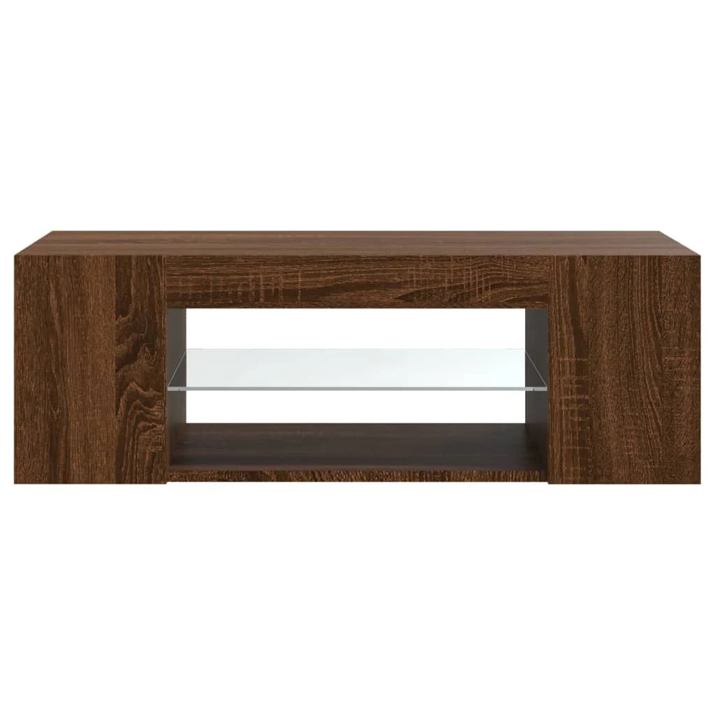 Mobile TV multimediale scaffale TV credenza mobile TV per sala da pranzo soggiorno camera da letto con luci LED rovere 90 x 39 x 30 cm marrone 02_0026703