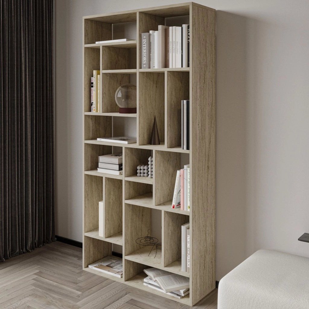 Libreria in legno "Nicola" - 90 x 30 x 180 cm - Travertino