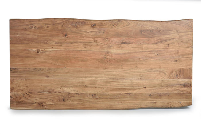 Tavolo da pranzo in legno di acacia e gambe in metallo a 6 posti