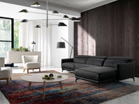 Divano chaise longue destro in pelle nera