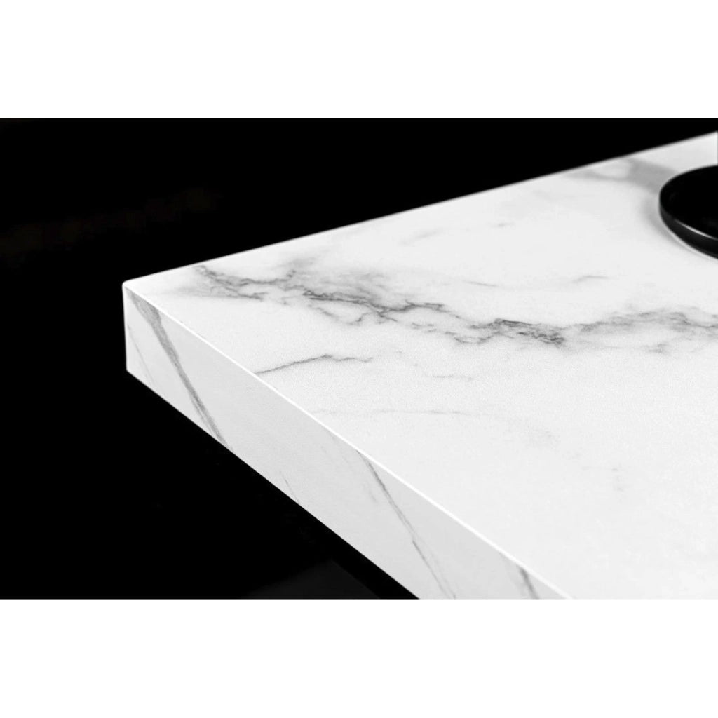 Tavolino basso ABITTA quadrato 60 cm marmo bianco – Moderno con piano effetto marmo e gambe in metallo