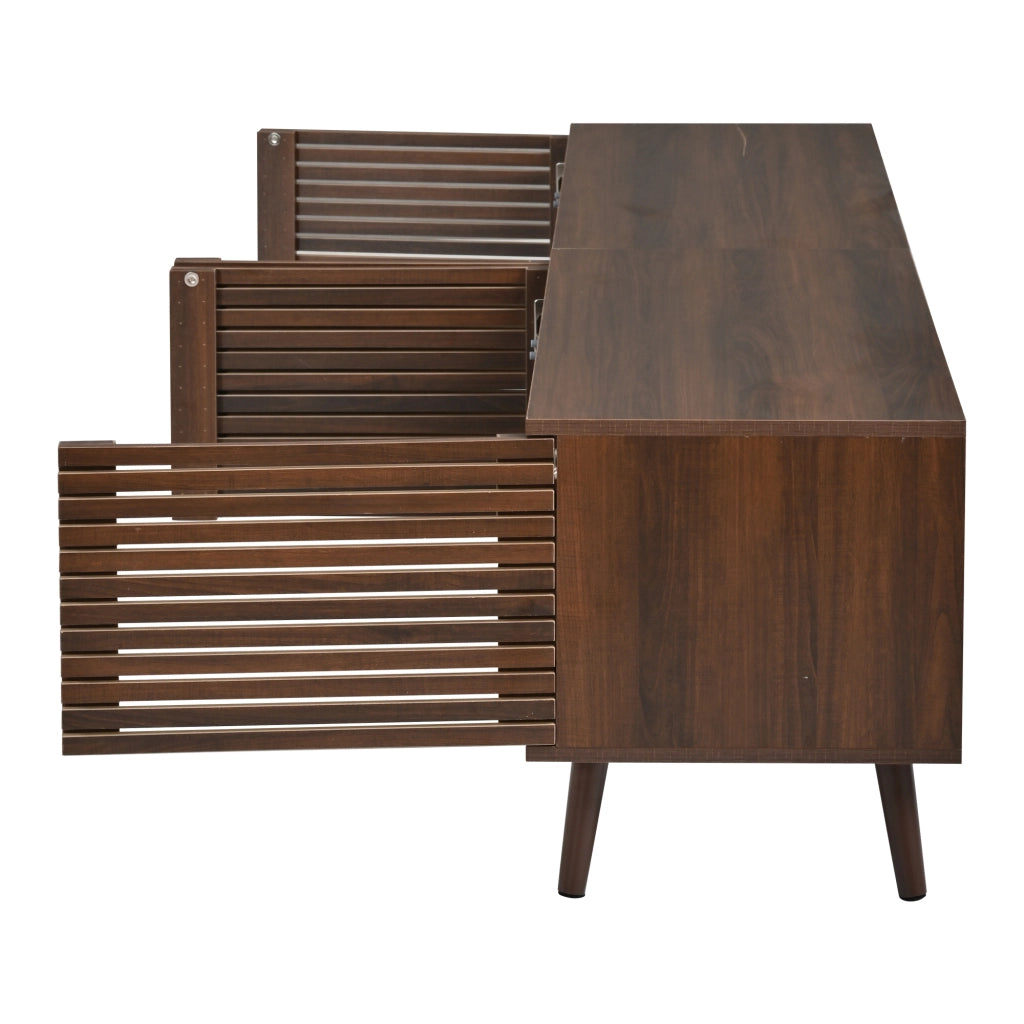 Mobile TV con 4 ante; 6 vani e passacavi per soggiorno; in MDF e truciolare; noce; 180 × 40 × 46 cm