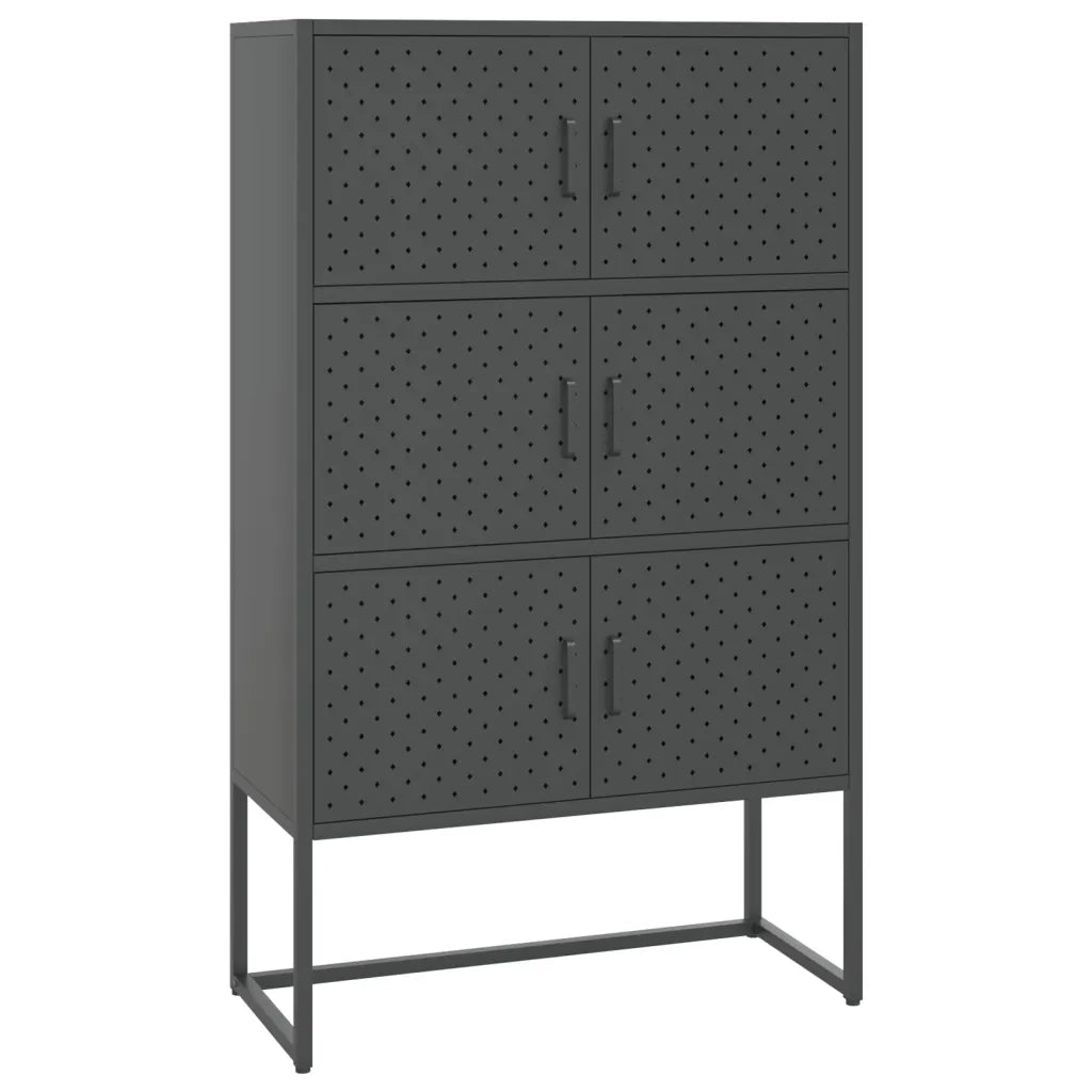 Credenza Alta Antracite 80x35x135 cm in Acciaio 335879
