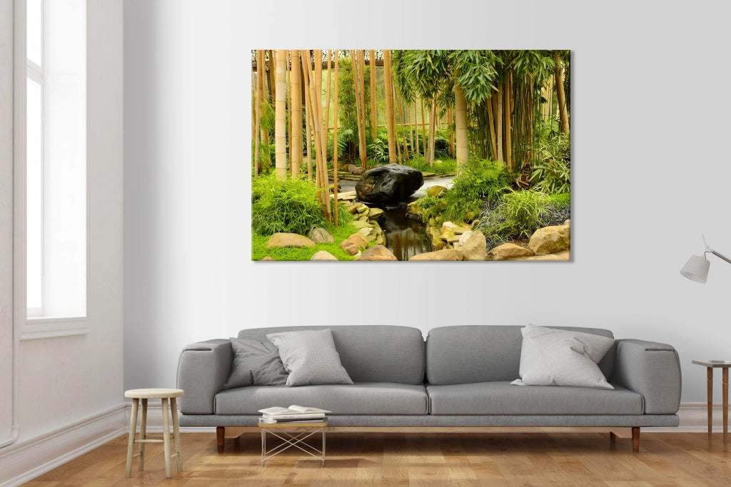 Giardino Zen di rilassamento - Quadro Canvas su telaio in legno Misura: 140x100 cm