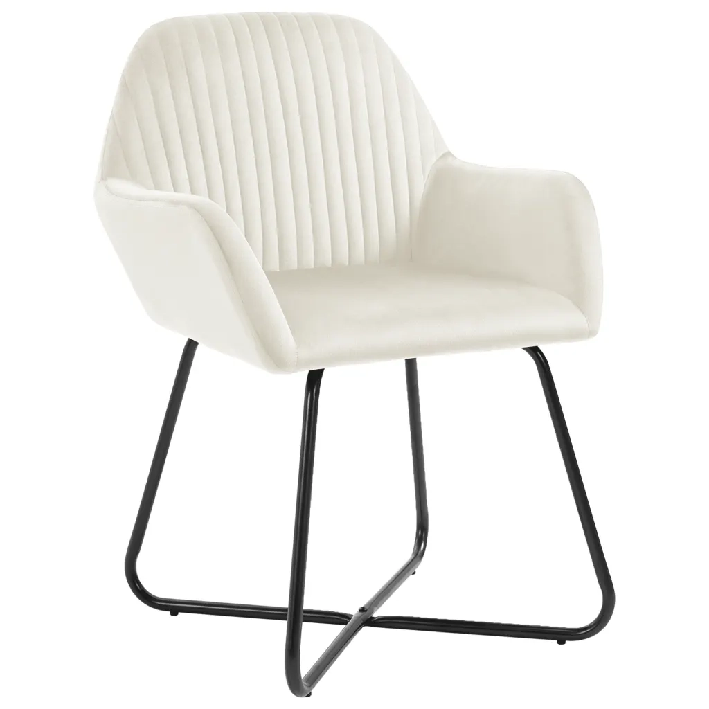Sedie da Pranzo 4 pz Crema in Velluto cod mxl 68140