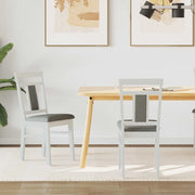 Sedia da pranzo 2 pcs Bianco e Grigio Legno di gomma solido 42020505