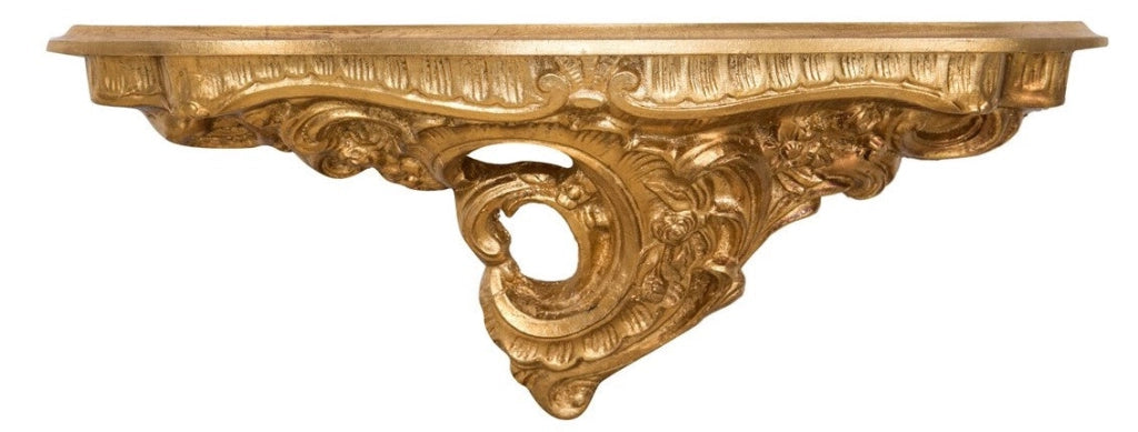 Biscottini MENSOLA A MURO IN LEGNO FINITURA FOGLIA ORO ANTICATO L19XPR19XH52 cm Made in Italy