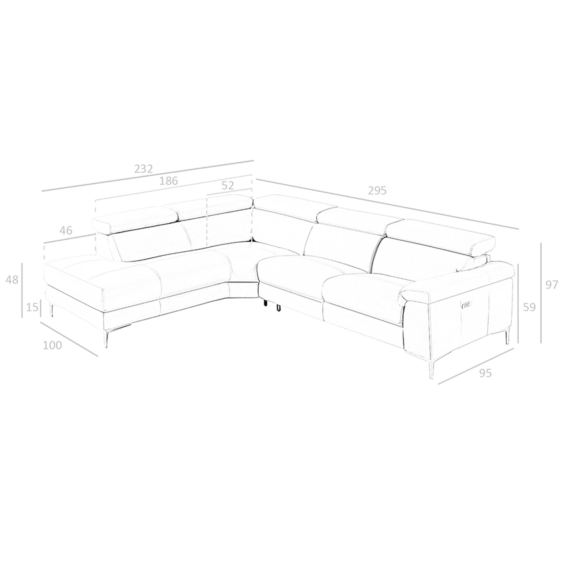 Divano relax chaise longue sinistra in pelle di visone