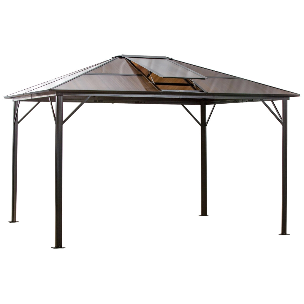 EasyComfort Gazebo da Giardino 3.6x3m con Tetto Apribile in Policarbonato e Struttura in Alluminio