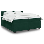vidaXL Giroletto a Molle con Materasso Verde Scuro 200x200 cm Velluto