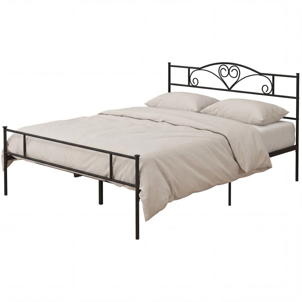 Letto Matrimoniale in Metallo con Rete a Doghe ¨C Xylo ¨C Acciaio Nero 160x200cm
