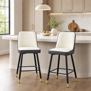 Set di 2 sgabelli da bar 100 cm in PU bianco e grigio scuro