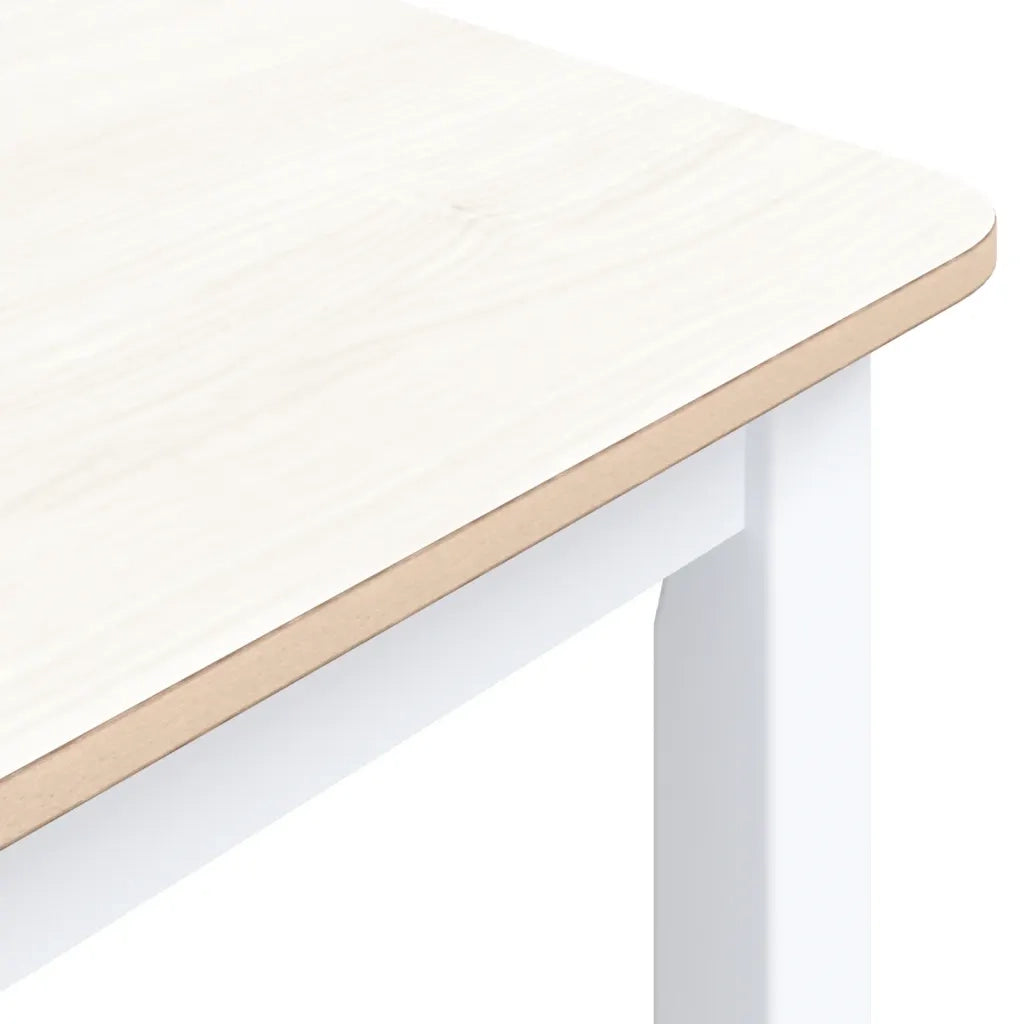 Tavolo da Pranzo Bianco e Marrone 114x71x75cm Massello di Hevea 247363