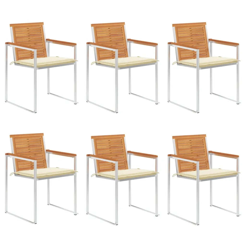 Sedie da Giardino con Cuscini 6 pz in Legno Massello di Acacia cod mxl 72259