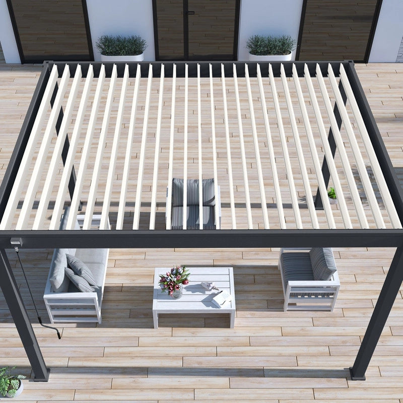 Pergola bioclimatica OmbrÃ©aÂ® VS autoportante 3x4M - Antracite - Lamelle bianche
