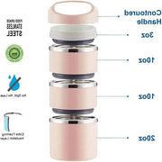 Lunchbox in acciaio inossidabile con compartimento termico - 1380 ml - contenitore bento/ alimentare a 3 strati isolato - borsa per la colazione migliorata - set di utensili portatile - 3 pezzi di silicone aggiuntivi
