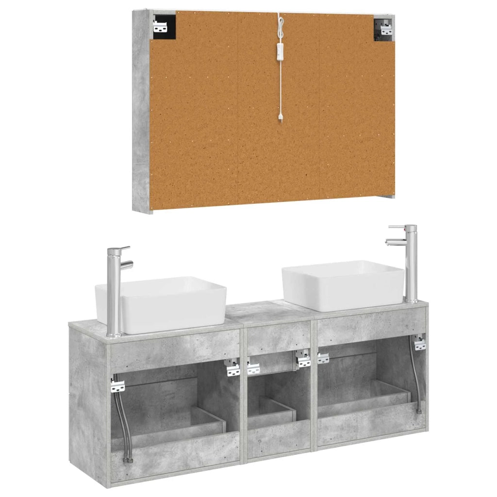 Set di mobili per il bagno 4 pcs Grigio Cemento 3406866