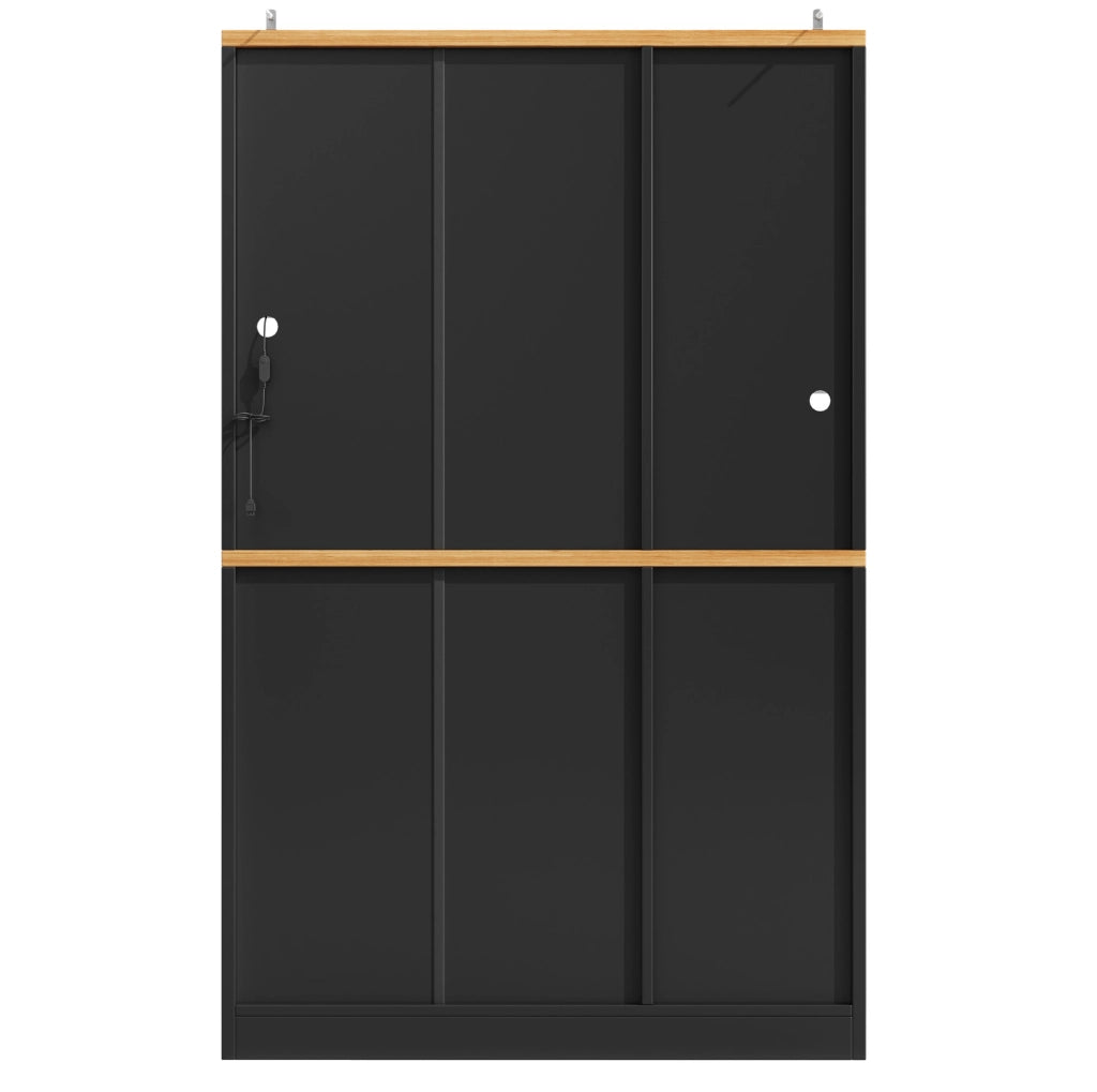 Mobile alto 104x40x180 cm nero in MDF con LED e vano portaoggetti