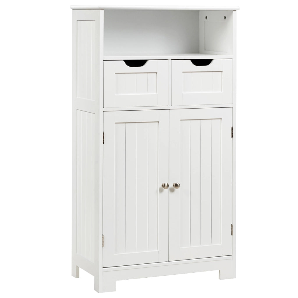 Armadio del bagno con una mensola aperta-Mobiletto da bagnoCredenza per cucina con 2 ante e 2 cassetti Bianco