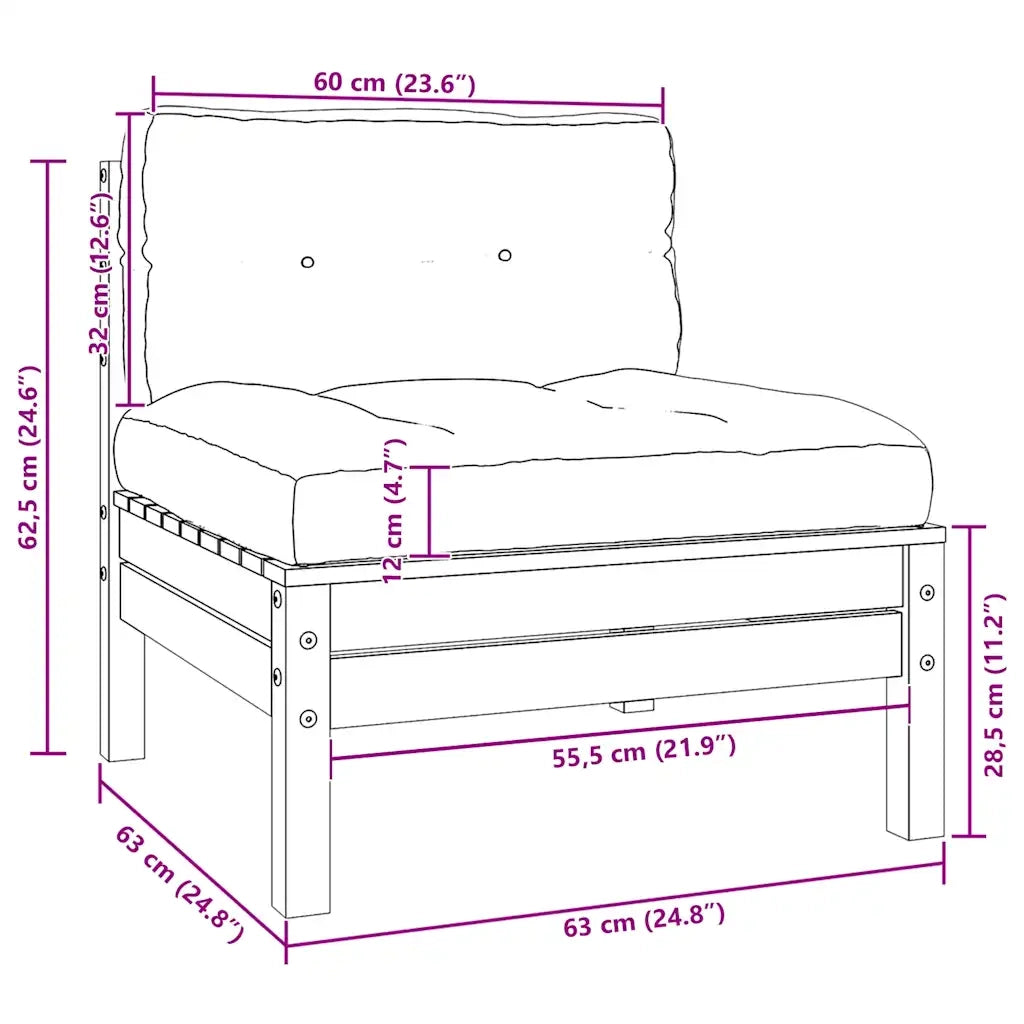 Set Divani da Giardino 3 pz con Cuscini Grigi Massello di Pino 806663
