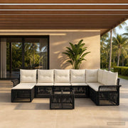 Set Divano da Giardino 9 pz Nero polyrattan 3434923