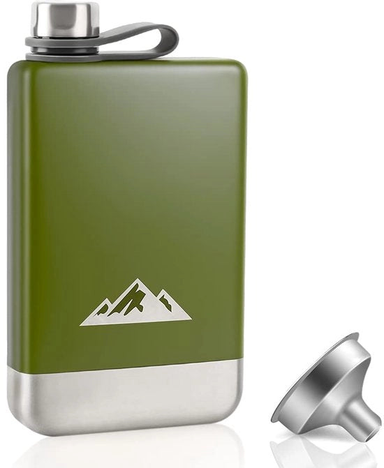 Fiaschetta in acciaio inossidabile, 8oz/227ml Fiaschetta con imbuto, Regalo per il padre, Regalo per uomini, Esterno per escursioni, regali di nozze, campeggio, arrampicata, picnic