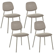 Set di 4 sedie da pranzo tortora con gambe in ferro e rivestimento in poliestere nero senza braccioli design moderno e minimalista