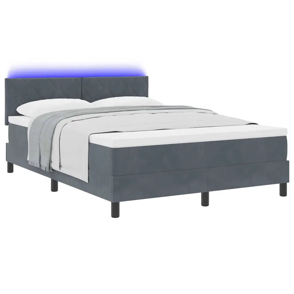 Letto a Sorgente LED con led Grigio scuro 140 x 190 cm Velluto 3342717