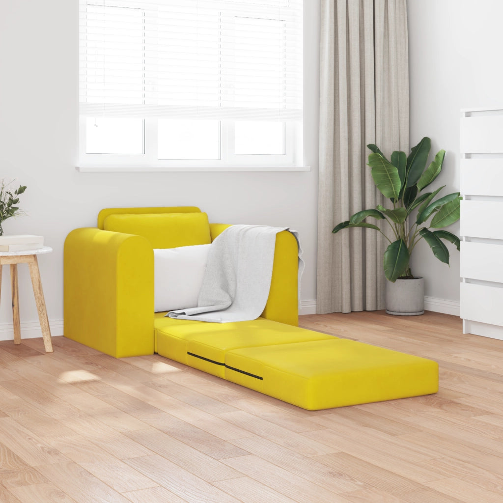 Divano Letto 2-in-1 Giallo 98x71x83 cm in Velluto