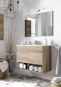 KIT MOBILE BAGNO DAKOTA 2A CM.80X45X64H COLORE ROVERE CON SPECCHIO