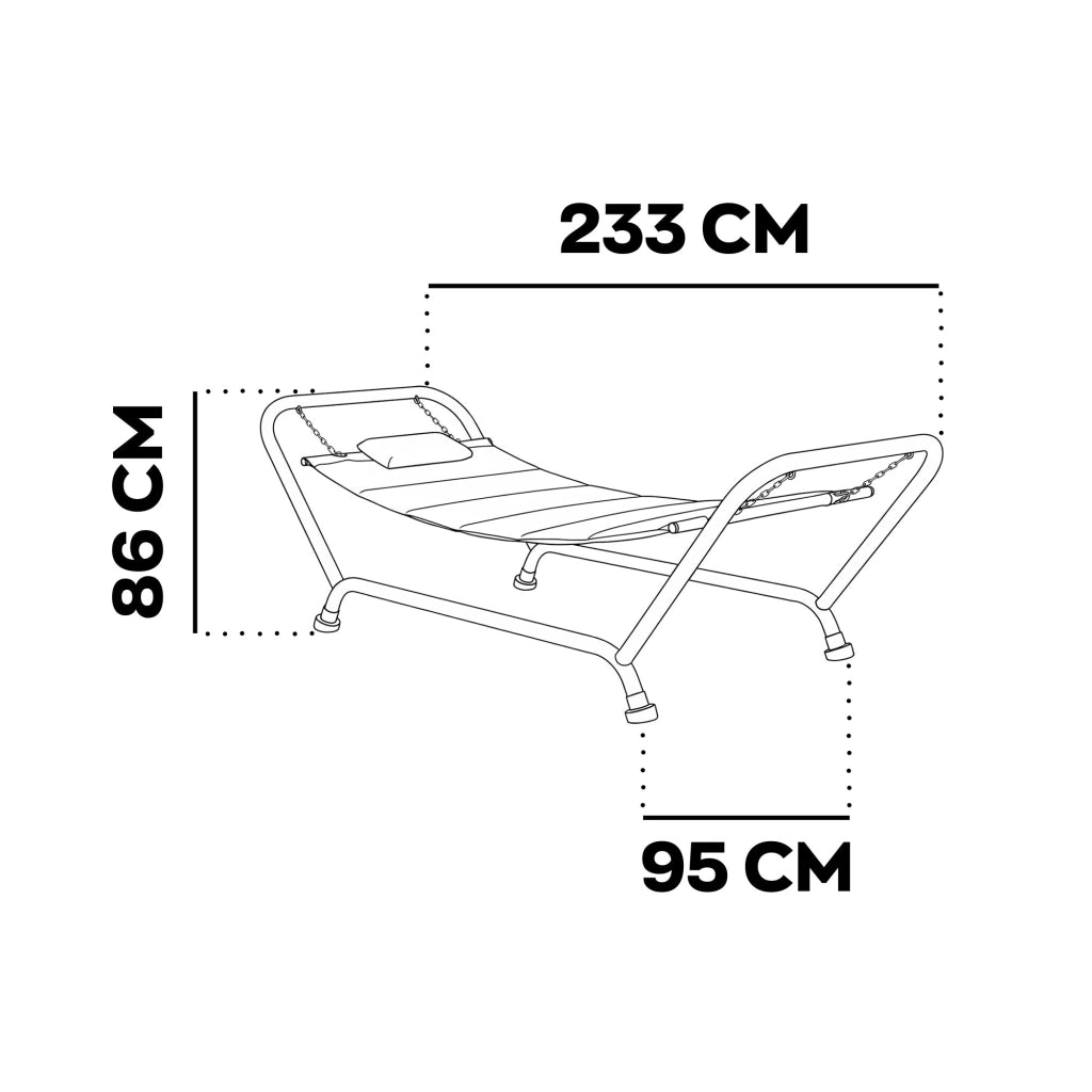 Levia  -  Amaca Da Giardino 233x86x95 cm Con Supporto in Metallo e Cuscino per Esterno in Tessuto Beige