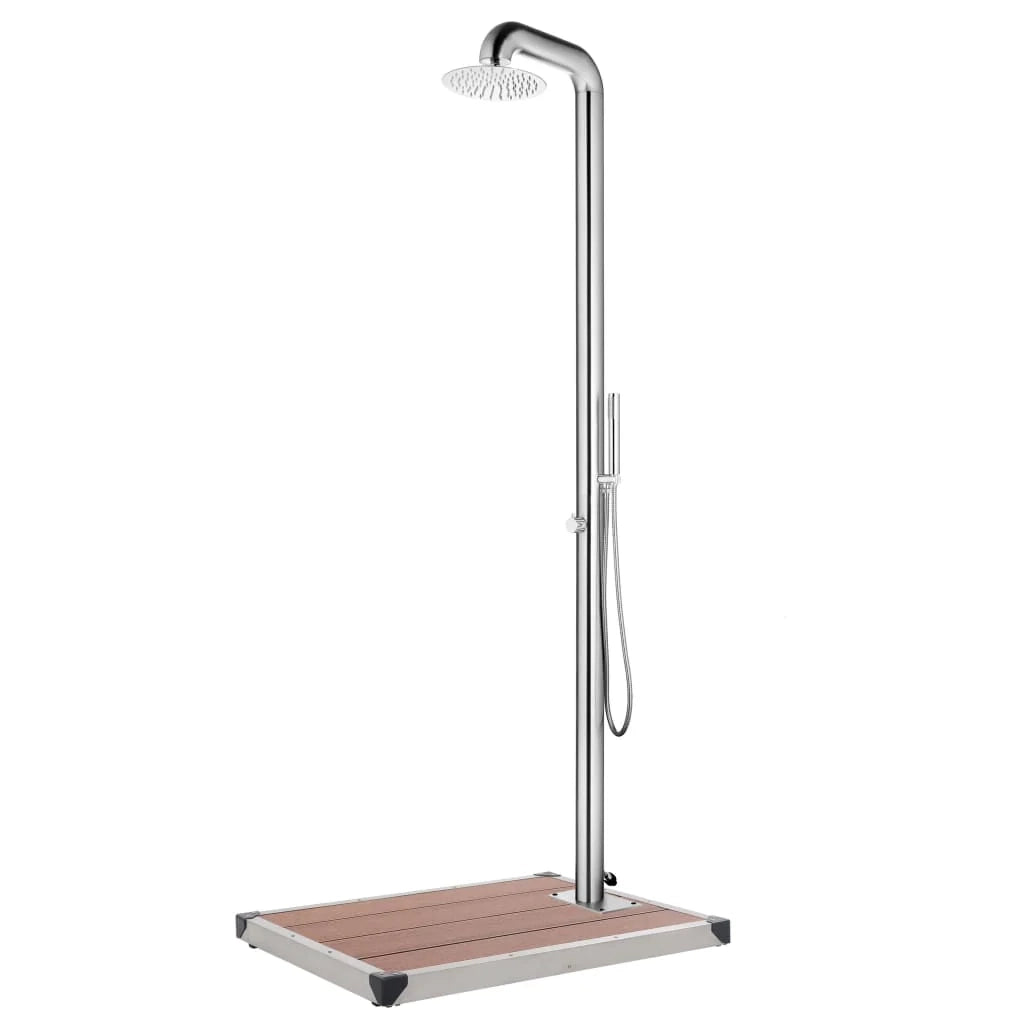Doccia da giardino con base 230 cm in acciaio inox Marrone 02_0042058
