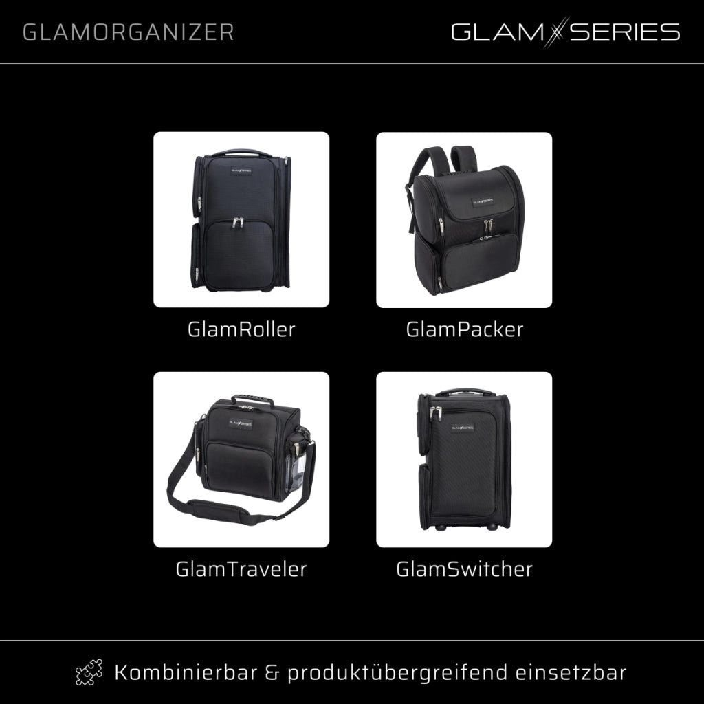GlamSeries GlamOrganizer Organizer trucco 230 x 120 x 180 mm arrotolabile, beauty case con 4 astucci trasparenti