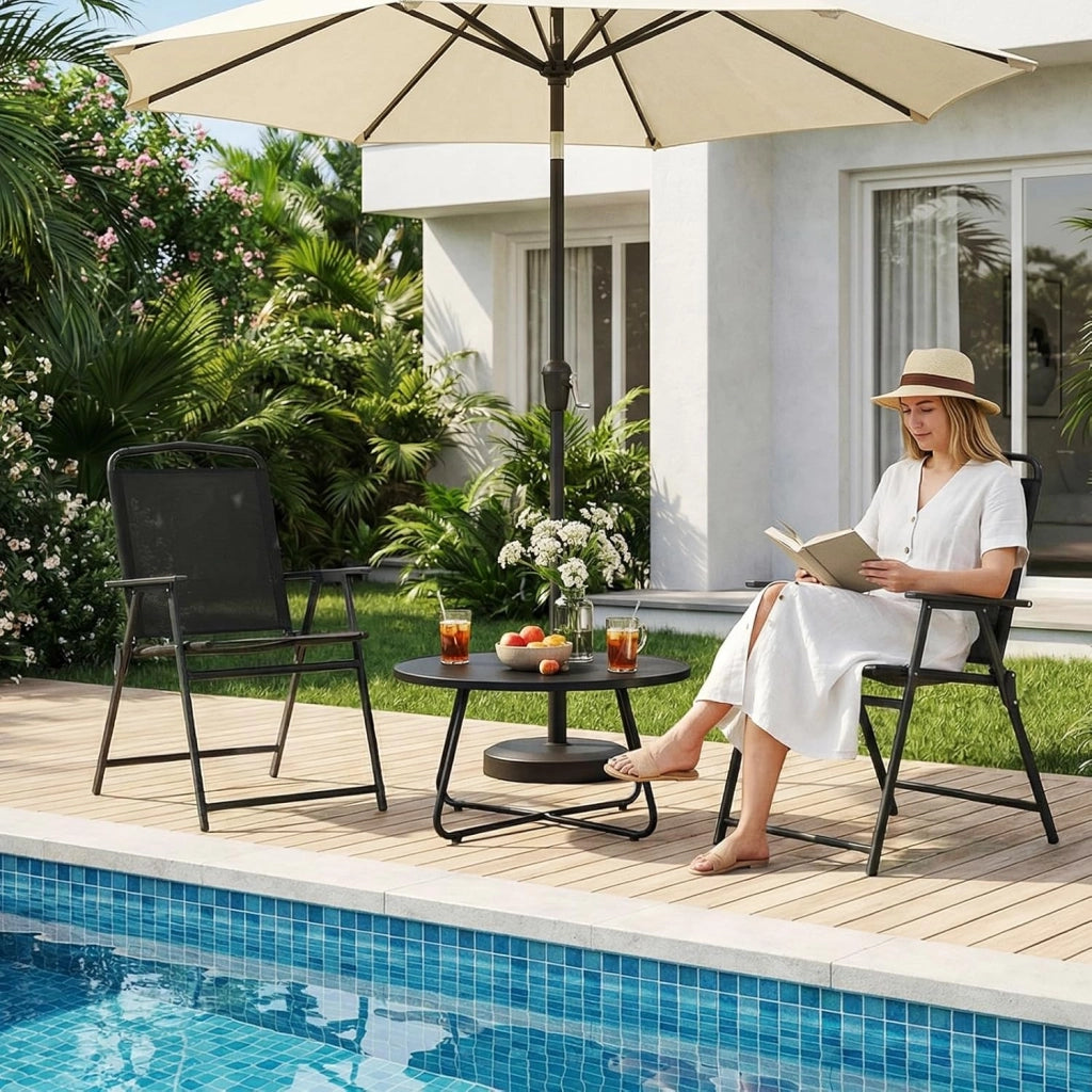 Set di 4 sedie da giardino pieghevoli con schienale, braccioli, sedie da terrazza, sedie da pranzo, fino a 150 kg, sedia pieghevole per campeggio, spiaggia, giardino, piscina, terrazza, colore