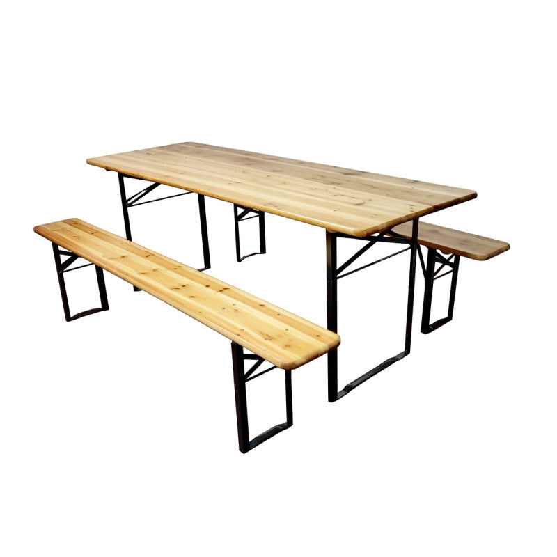 Set birreria MOIA B3 1 tavolo 200x70cm 2 panche ferro e legno di abete