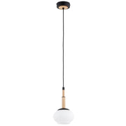 Lampada a sospensione minimal nera/bianca legno E14 Alfa