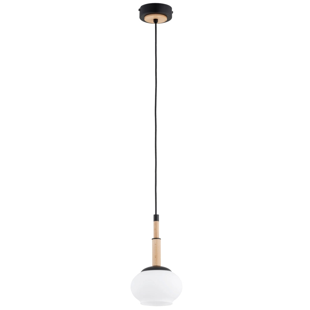Lampada a sospensione minimal nera/bianca legno E14 Alfa