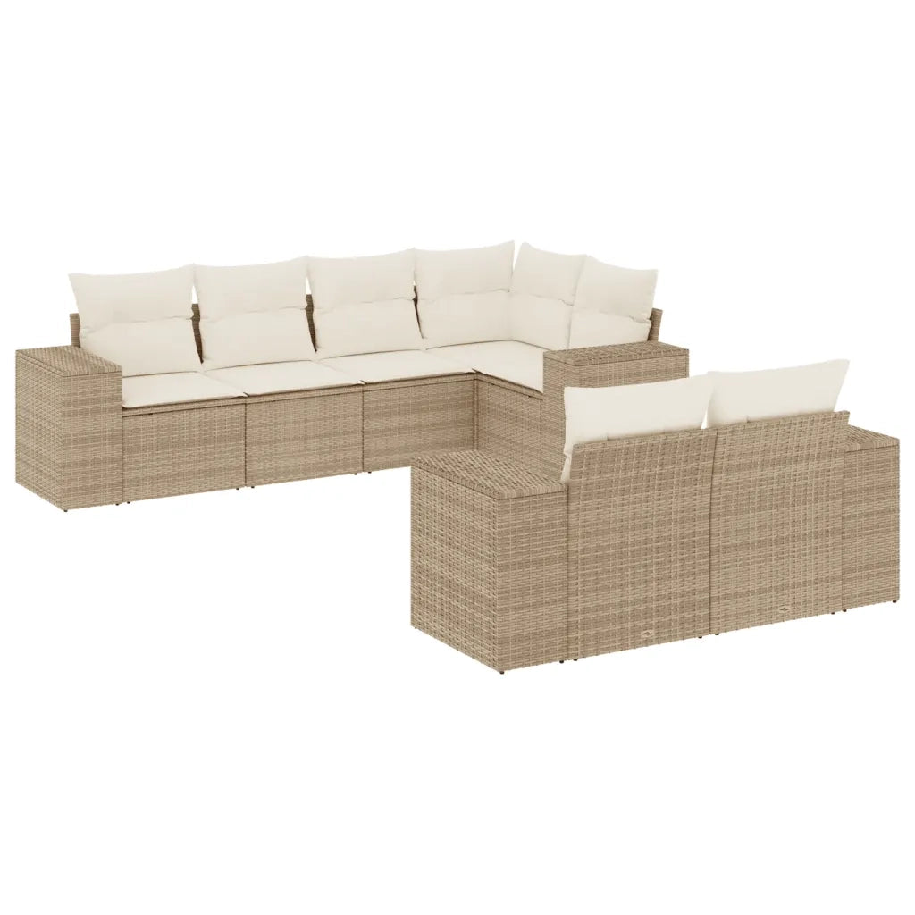 Set Divani da Giardino 7 pz con Cuscini Beige in Polyrattan 3255145