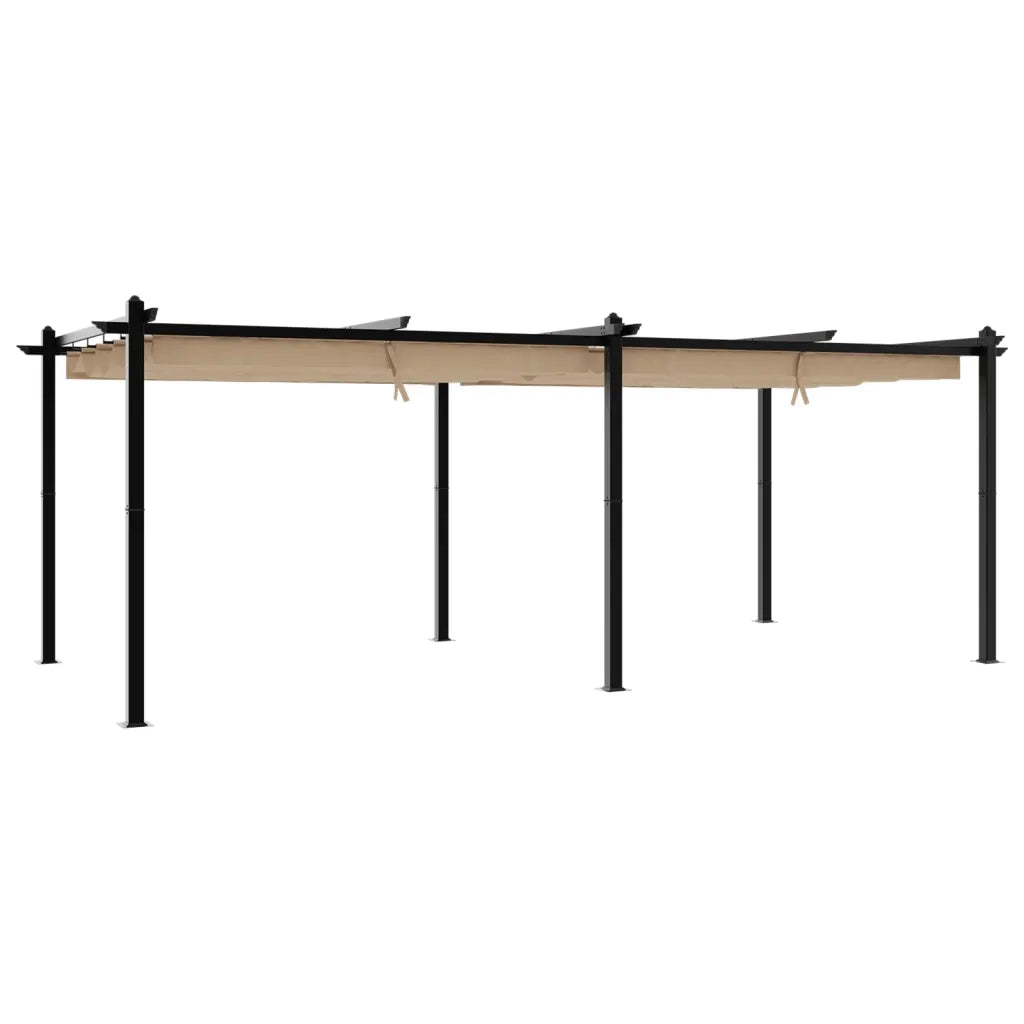 Gazebo da Giardino con Tetto Retrattile Tortora 3x6 m Alluminio