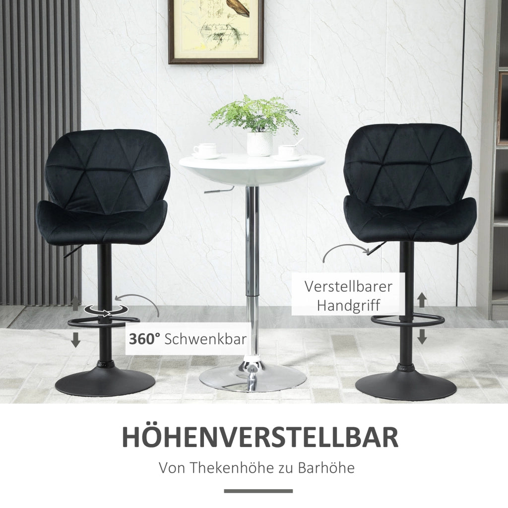 SGABELLO DA BAR girevole e regolabile in altezza 51,5x57,5x93-114,5 cm nero Set da 2 pezzi