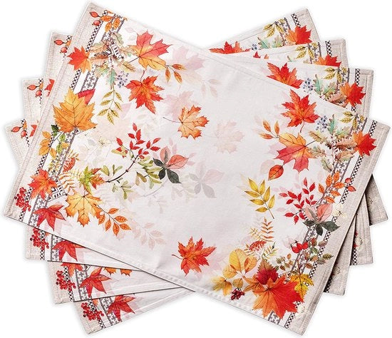 Set di tovaglie in cotone 100% da 4 pezzi per tavolo da pranzo (33 cm x 48 cm)