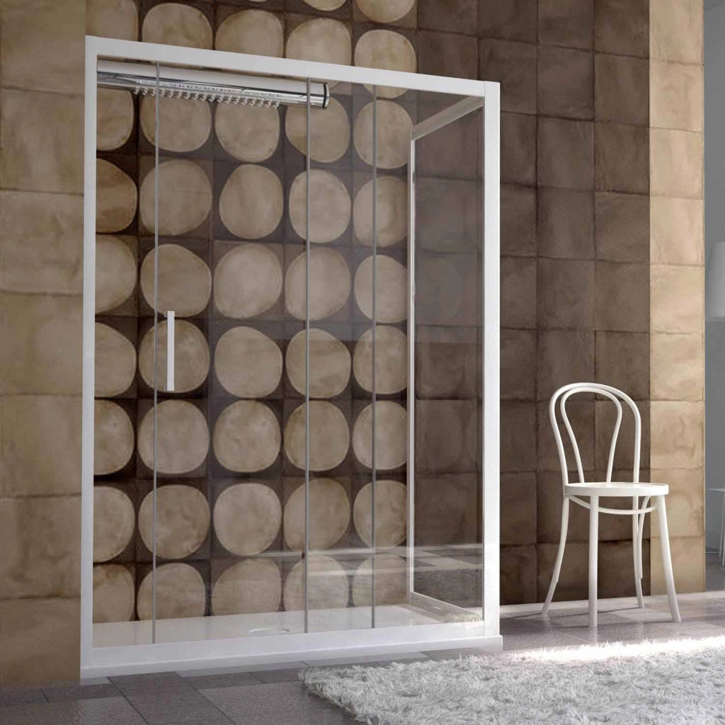 Box Doccia 90x140 CM H 200 Vetro Trasparente Profilo Bianco mod. Glax 1 Anta