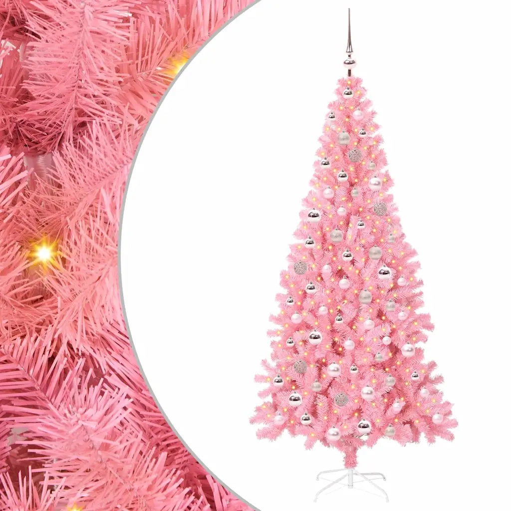 Albero di Natale con 300 LED con supporto Rosa 210 cm PVC