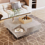OKWISH Tavolino da Salotto Quadrato con Scatola Contenitore Estraibile, Struttura Stabile, per Soggiorno, in Truciolare, Grigio, 72 x 72 x 30 cm