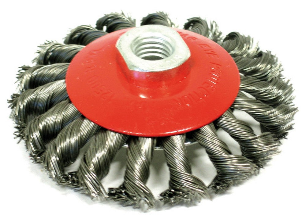 spazzola circolare conica a mazzetti ritorti attacco m14 ï mm. 100 cod:ferx.vit22797