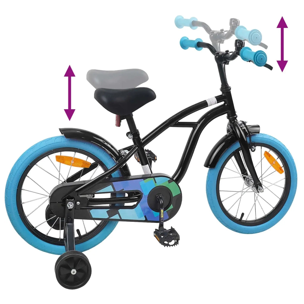 Bicicletta per Bambini 16 Pollici per bambini di 4-6 anni Nero 42009317