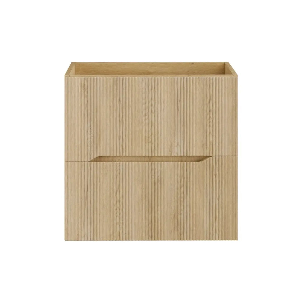 Mobile sottolavabo NATURA – 2 cassetti – Rovere chiaro – L60 × P45 × H57 cm – Da appendere