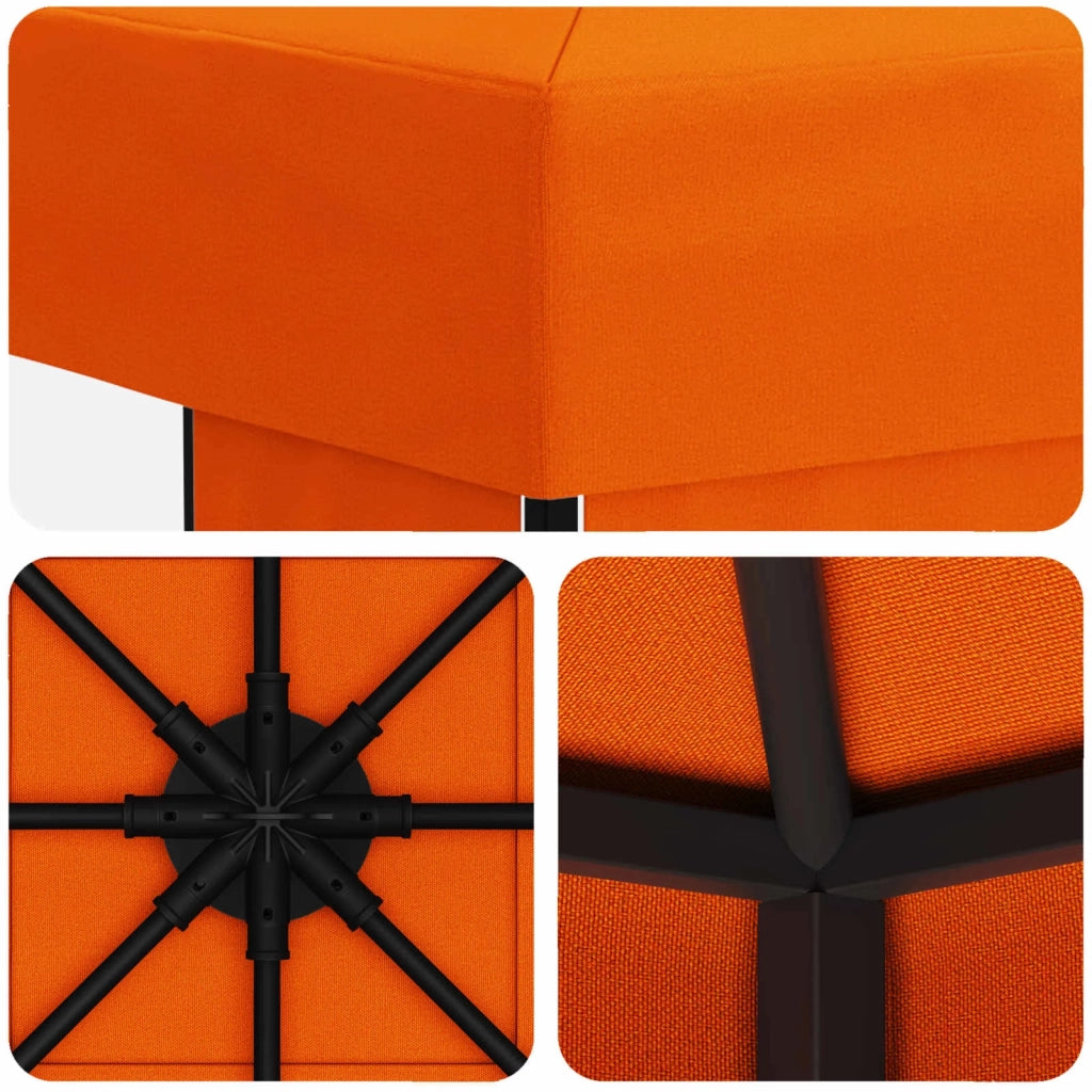 Gazebo | Pergolato 3 x 3 m Arancione Poliestere e Acciaio 190 gsm