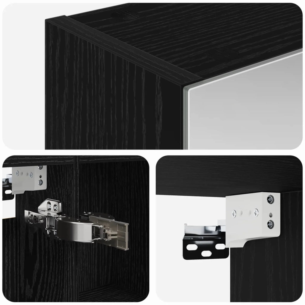 Mobiletto per specchio da bagno Rovere Nero 50 x 14,5 x 70 cm